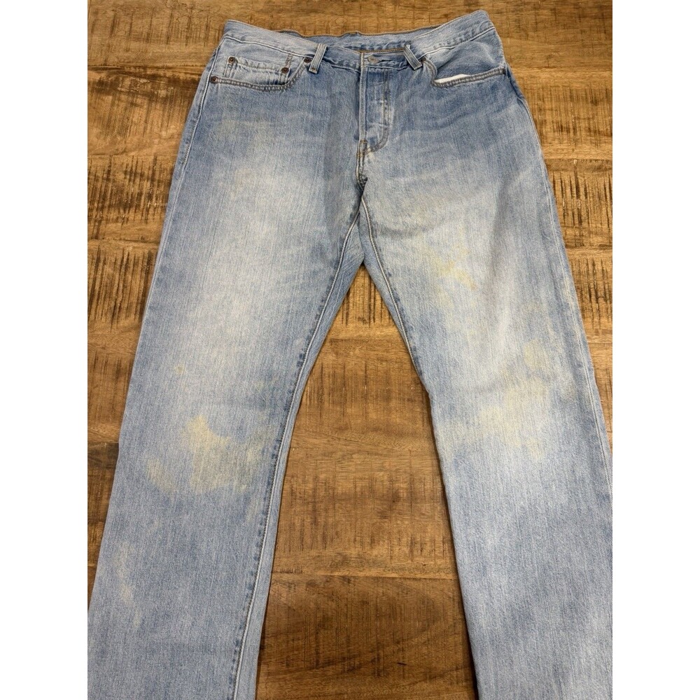 Levi’s 501 Mens Jeans Light Wash Distressed‎ Button Fly Straight Leg 30x30